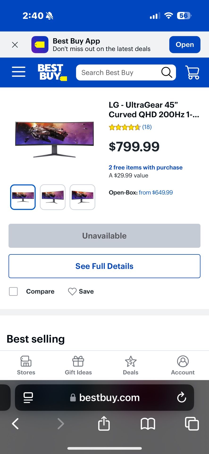 LG ultragear 45GR65DC Curved Monitor