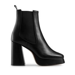 Russel and Bromley Women’s Platform High Heeled Boots Black Leather 