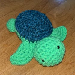 Dark Blue Shell Crochet Baby Turtle 