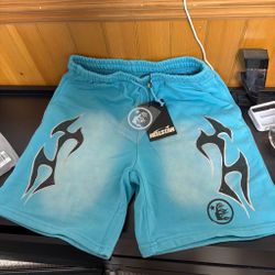 Hellstar Flame Graphic Shorts Blue