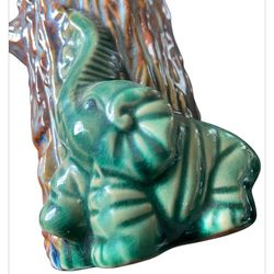 Vintage Asian Style Ceramic Glazed Elephant Statue Plant Stand