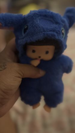 Stitch Monchhichi  Keychain 