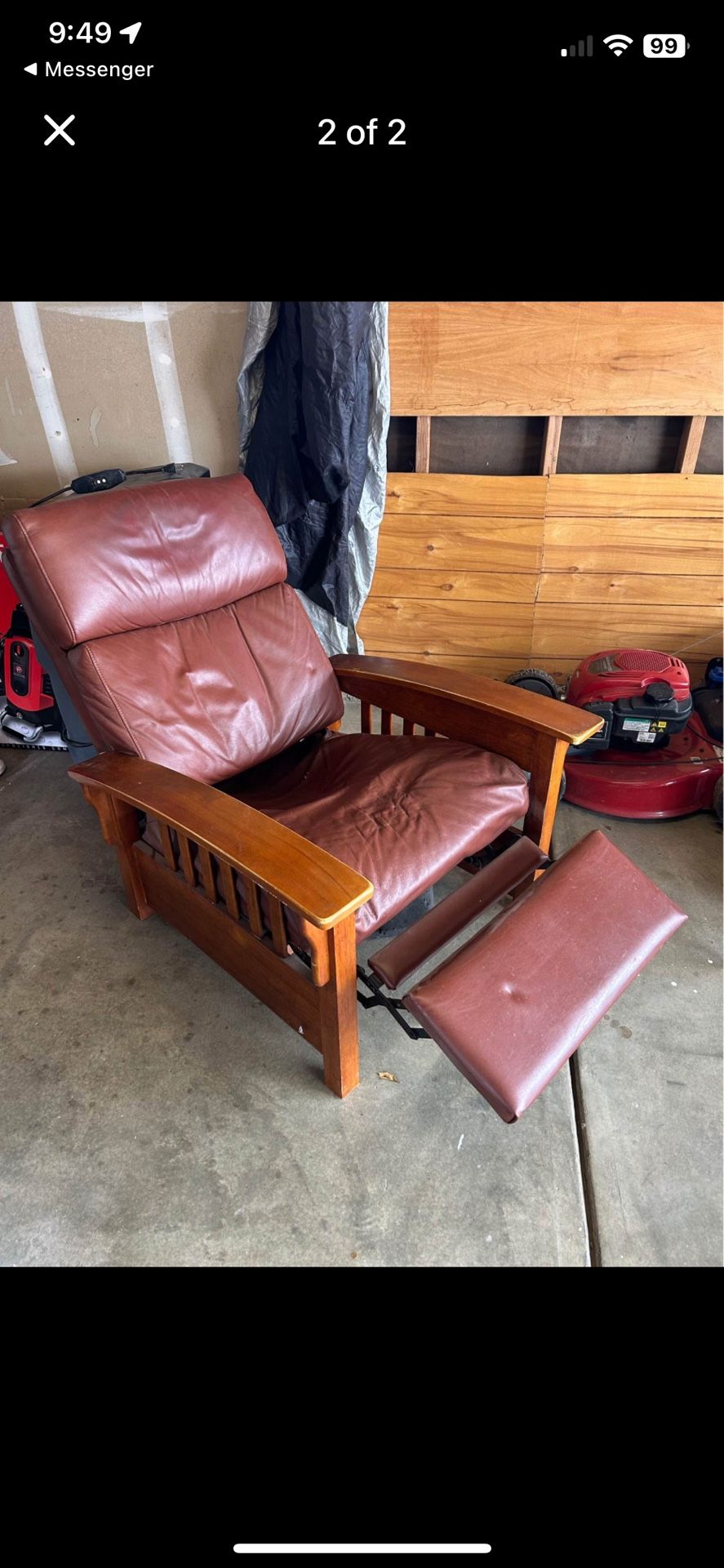 Mission Style Leather Recliner