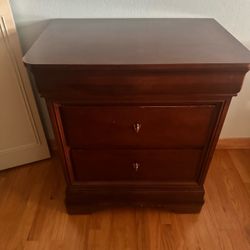Cherry Wood 2-Drawer Nightstand