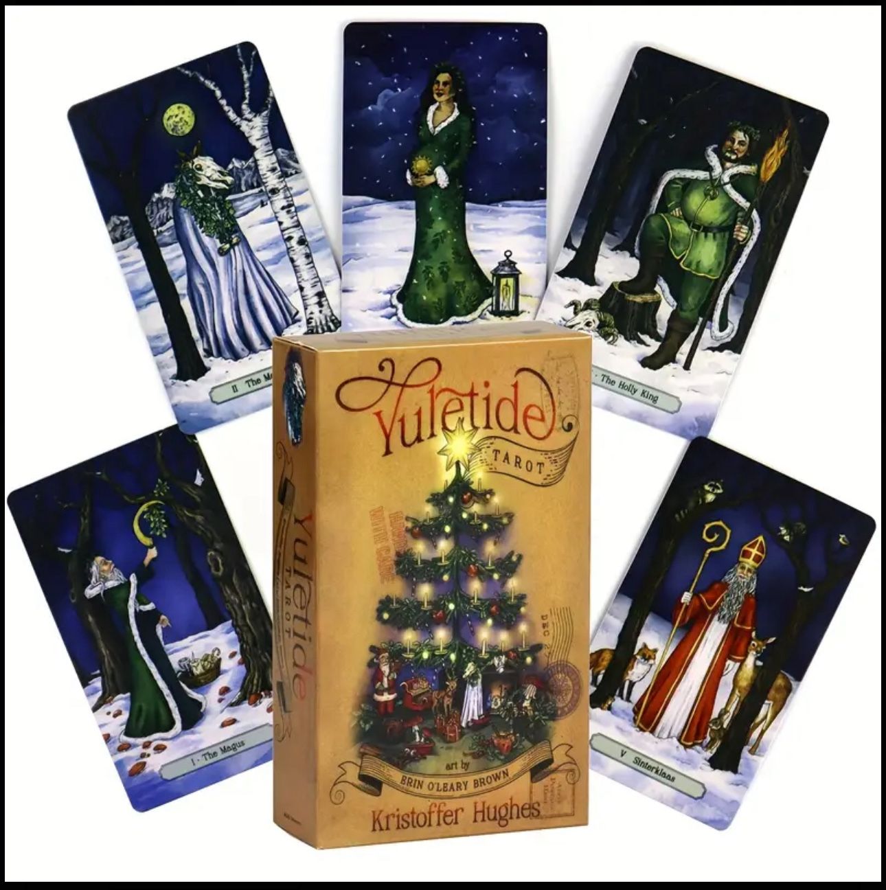 Yuletide Tarot 78-Card Deck - Festive Holiday-Themed Tarot Cards with Scalloped Edges & Ornate Border, Perfect for Holiday Parties & Gifting, Holiday
