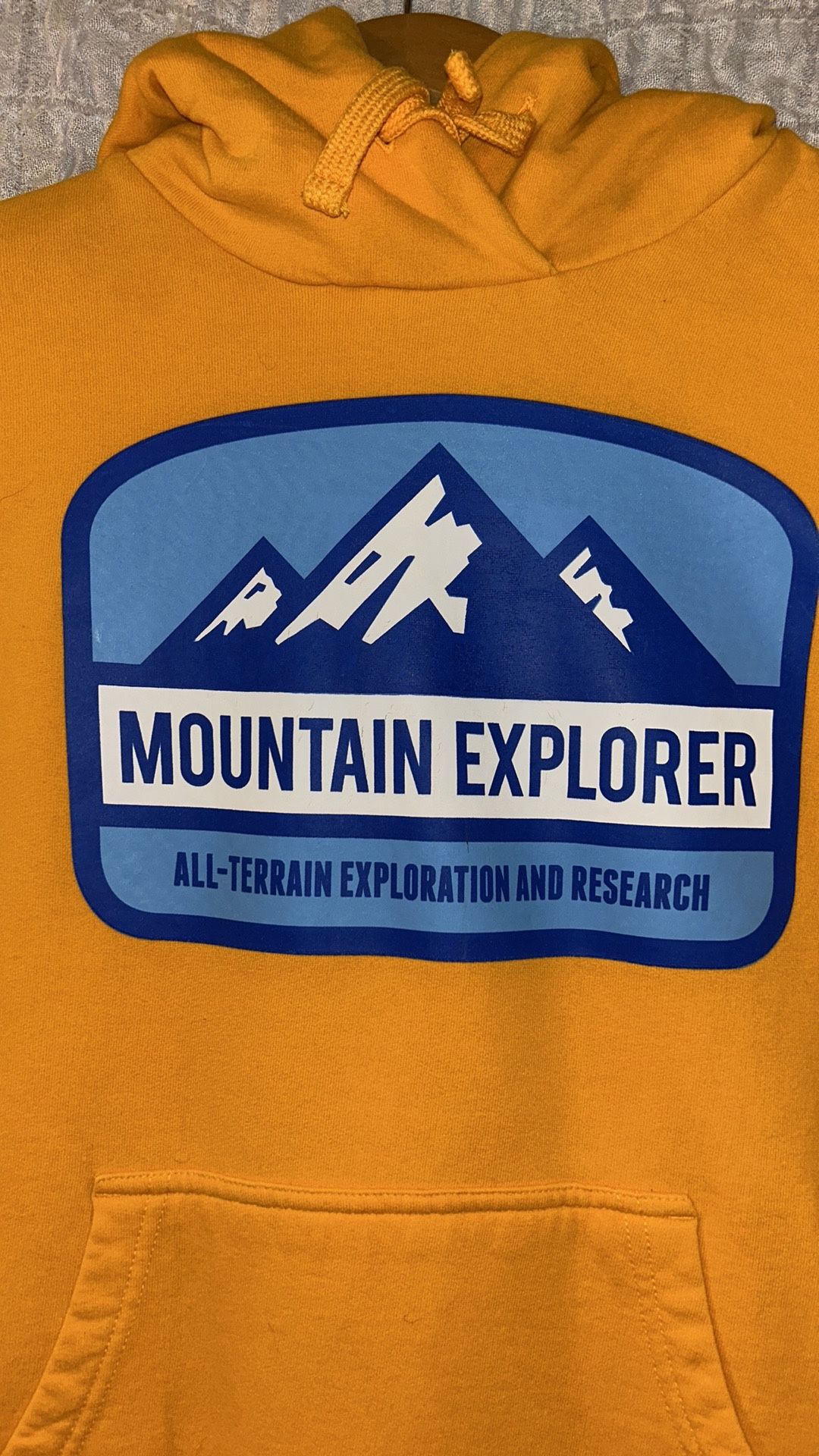 Yellowish Orange Mountain Explorer Hoodie, Size: Small