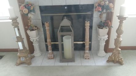 Tall large grey metal and glass LANTERN.