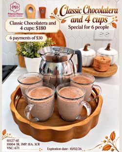 Princess House Classic Chocolatera Set with 4 Cups