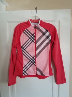 SUGOI Red/white/black Plaid Full Zip Long Sleeve Thermal Cycling Jersey Women's Small