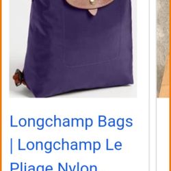 Longchamp Purple Nylon Back Pack