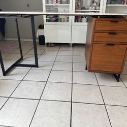 CB2 Fullerton Mid Century Modern Desk Top Marble.