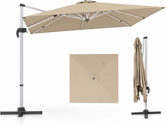 2205c  Cantilever Patio Umbrella Aluminum Offset Umbrella with 360-Degree Rotation & Adjustable Tilt, Large Patio Offset Umbrella for Garden, Pool, Ba