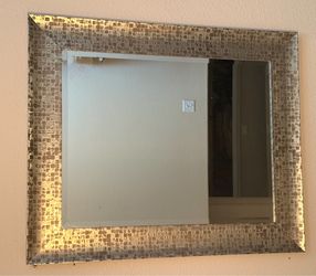 Large Wall Mirror with Gold Mosaic Frame