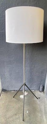 Floor Lamp | Modern | Silver Metal | Adjustable Height | 3 Legged | White Shade
