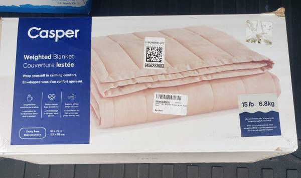 Casper Sleep Weighted Blanket, 15 lbs, Dusty Rose new selling for only $70 retails for $180 plus tax.


