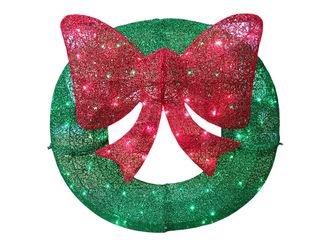 36-in Freestanding Wreath Yard decoration with White LED Lights