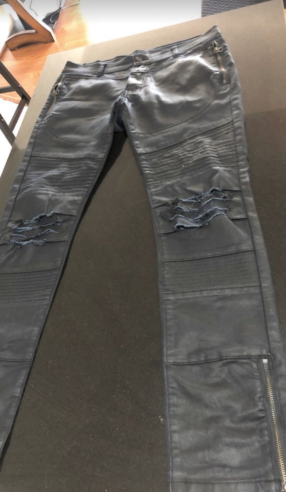 Denim Ripped Jeans Wax Coat