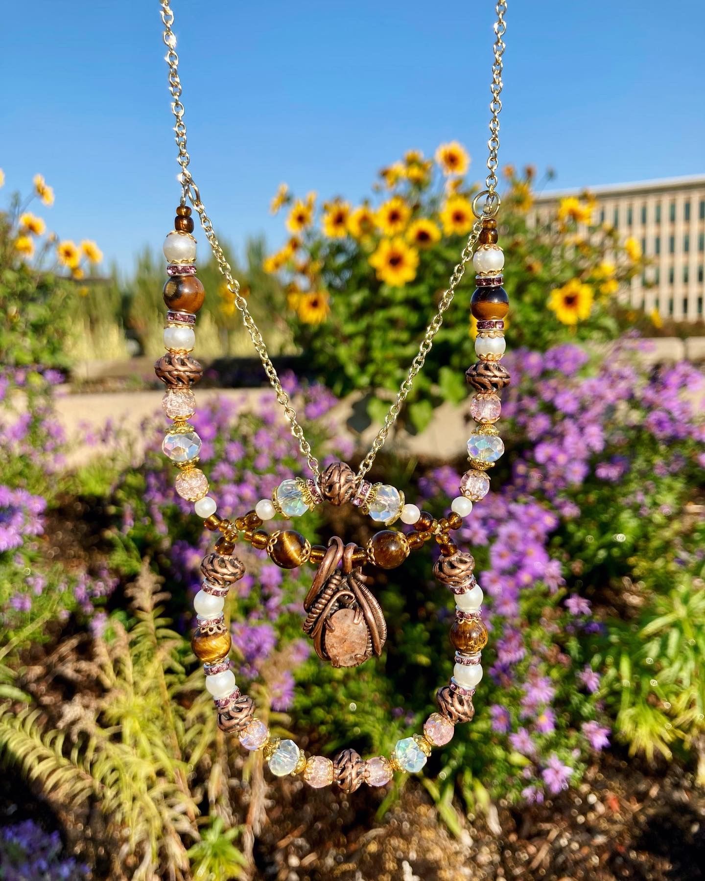 Wire Wrap Beaded Necklace