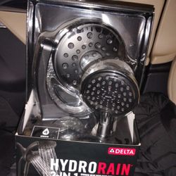 Delta HydroRain H2Okinetic 5-Settings Lumicoat Chrome 7.875-in Round Dual/Combo High Pressure Rain Shower Head 2.5 GPM