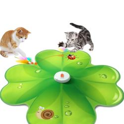 Interactive Cat Toy, Movable LED Red Dot, Hide and Seek Cat Toys, Moving Concealed Feathers, Rechargeable Exercise Toys for Indoor Cats, Bored Adult C