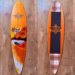 Dusters California “Happy Hour” Longboard Skateboard Deck - 9.5” x 42” (Orange) 