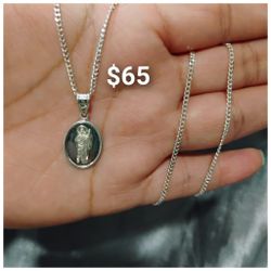 925 Sterling Silver Chain With The Pendant/Cadena Con Dije De Plata 925