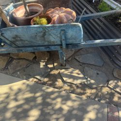 Vintage Wood wheel barrow