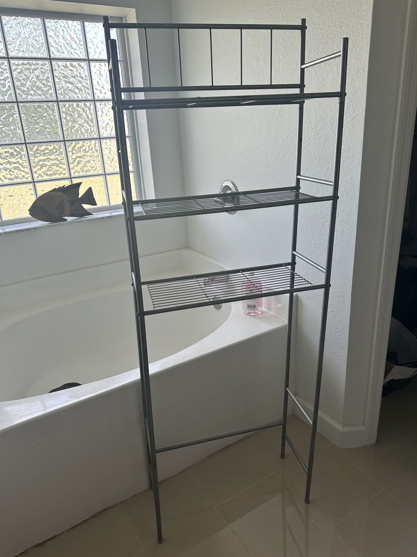 Metal over the toilet three shelf space saver