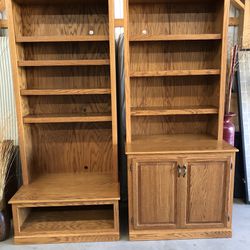 Solid Oak Bookcases and TV Stand  