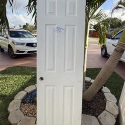 24" x 80" 6 Panel Textured Molded Composite MDF Interior Door Slab w/ Bore, White, (2) Avail