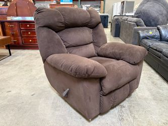 ASHLEY FURNITURE Chocolate Brown Microplush Rocking Manual Recliner