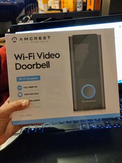 Video Doorbell Camera Amcrest, 2.4 GHz WiFi Doorbell Camera, Weatherproof, Two-Way Audio, 140º Wide Angle (BRAND NEW)