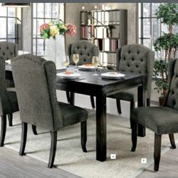 7 Piece Wingback Dining Set - Table & 6 Chairs