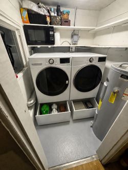 Front Load washer and dryer with pedestals