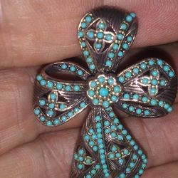 Vintage Pin. Blue Torquoise Silver 
