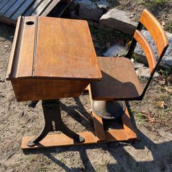 Antique School desk With Inkwell