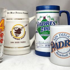 San Diego Padres Pint Glass Mugs Stein Lot of 4