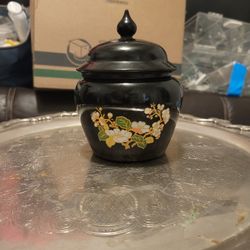 Vintage 70's AVON Black Amethyst Glass Jar 