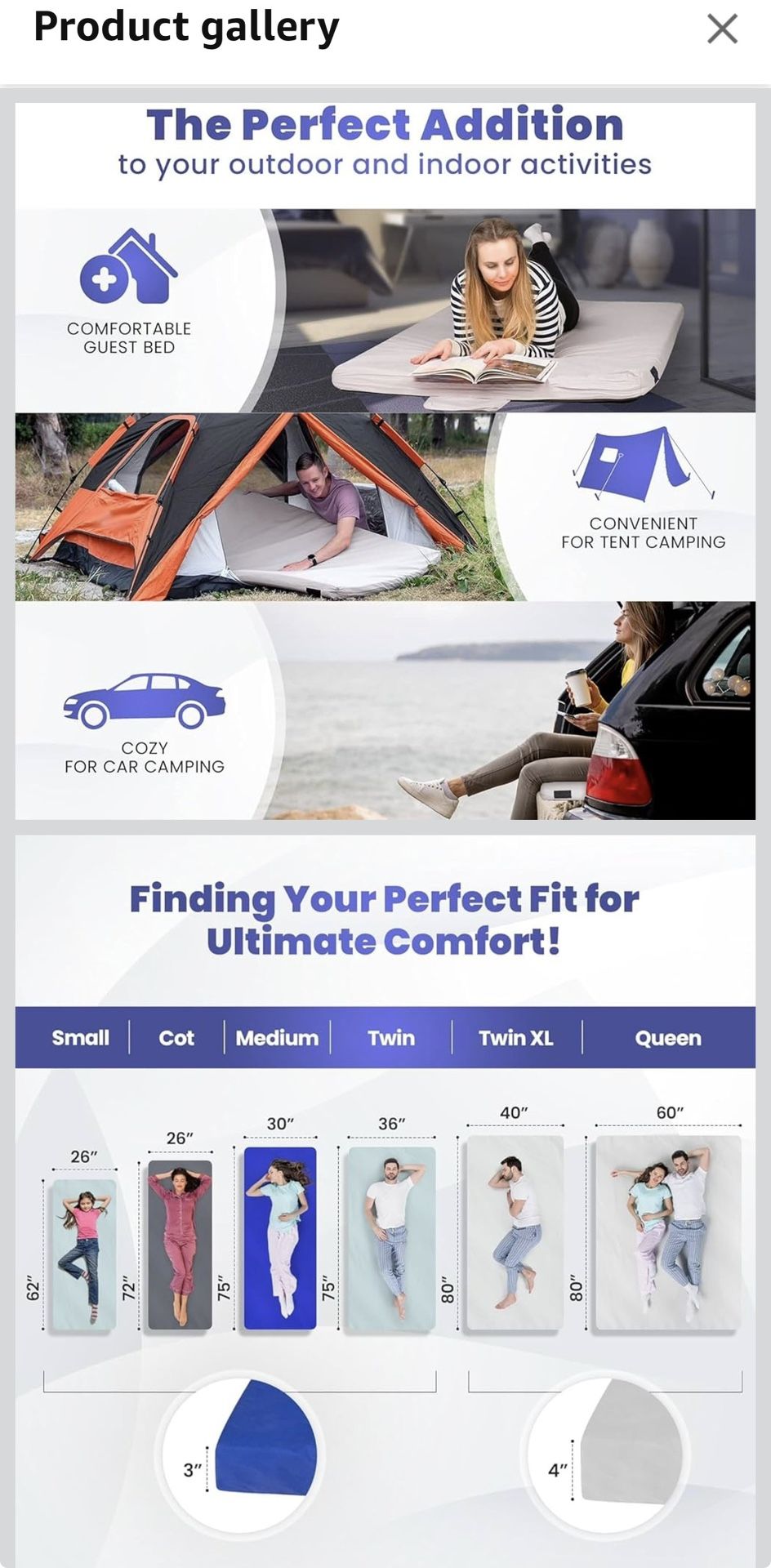 Queen Memory Foam Floor Camping Mattress