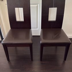 2 Brown Dining Room Table Chairs 