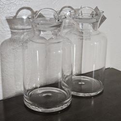 Pair Of Glass Apothecary Storage Jars With Lids