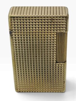 St Dupont Ligne 1 Vintage Gold Plated Diamond Head Luxury Pocket Lighter Made in France