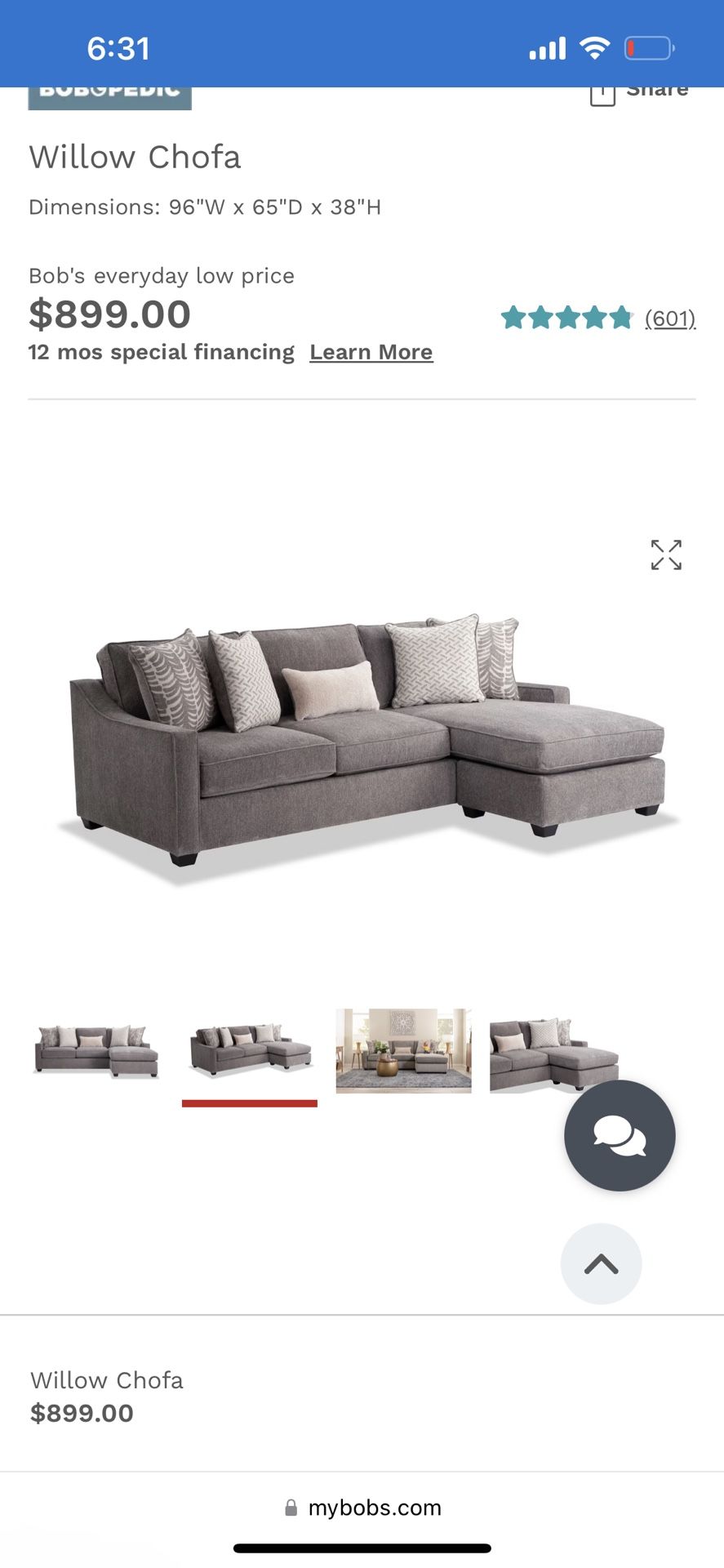 Grey Sectional Couch- used For 4 Months