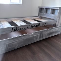 Solid Wood Twin Bed & Twin Trundle Frame 