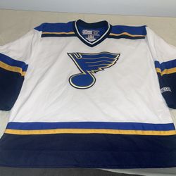 Ccm St. Louis Blues Mic Jersey Mens Xl Euc Vintage NHL 90s NHL White Vtg Mic