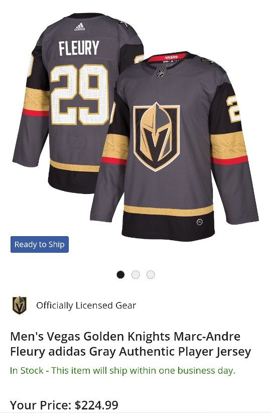 Vegas. Golden Knights Marc Andre Fleury Jersey. Large 50 Other Sports Outdoors