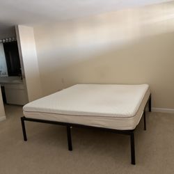 Queen Size Memory Foam Mattress On Platform Frame