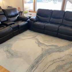 Leather Sofa And Loveseat With Power Recliner And Lights 