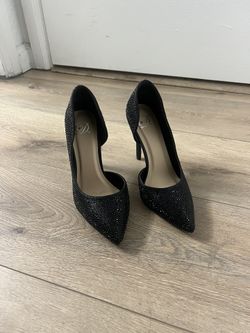 black rhinestone heels