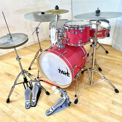 Taye ProX Pink Lacquer Complete Drum Set 22 12 14” OCDP 16” Floor PDP double pedal & HH & Throne new quiet cymbals splash $635 Cash In Ontario 91762